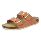 Pantoletten Damen Zweischnaller orange Veloursleder