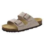 Pantoletten Damen Zweischnaller quarz Veloursleder