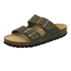 Pantoletten Damen Zweischnaller moos Veloursleder