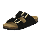 Pantoletten Damen Zweischnaller schwarz Veloursleder