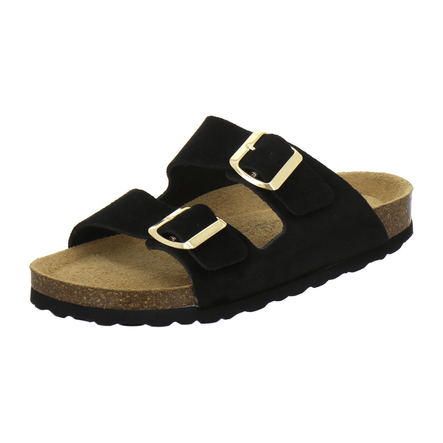 AFS Pantoletten Damen Zweischnaller schwarz Velour - Hauptansicht