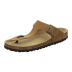 Zehensteg Sandalen Herren cognac Veloursleder