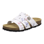 Pantoletten Damen Leder weiss-flower