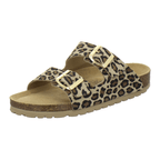 Pantoletten Damen Zweischnaller leo-beige