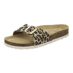 Pantoletten Damen Einschnaller leo-beige