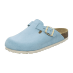 Clogs Damen hellblau Veloursleder