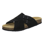 Pantoletten Herren Kreuzbandage schwarz Veloursleder