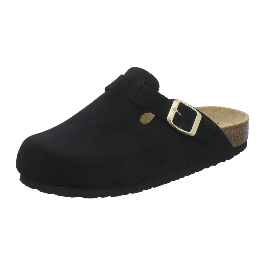 AFS Clogs Damen Leder schwarz Velour – Vorderansicht